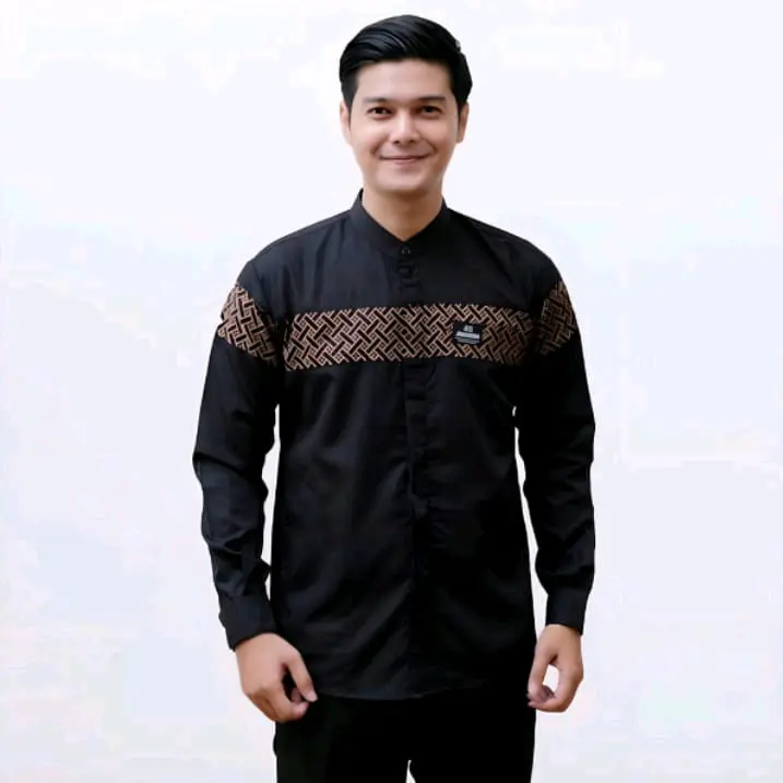 Baju Koko Lengan Panjang Pria Dewasa Motif Batik Qynang kobata Kobata Katun Matt 4
