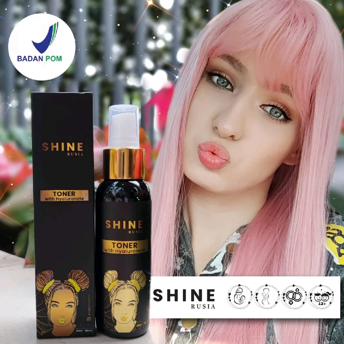 Shine Rusia Toner Hyaluronate BPOM - Penyegar Wajah untuk Kulit Lebih Cerah