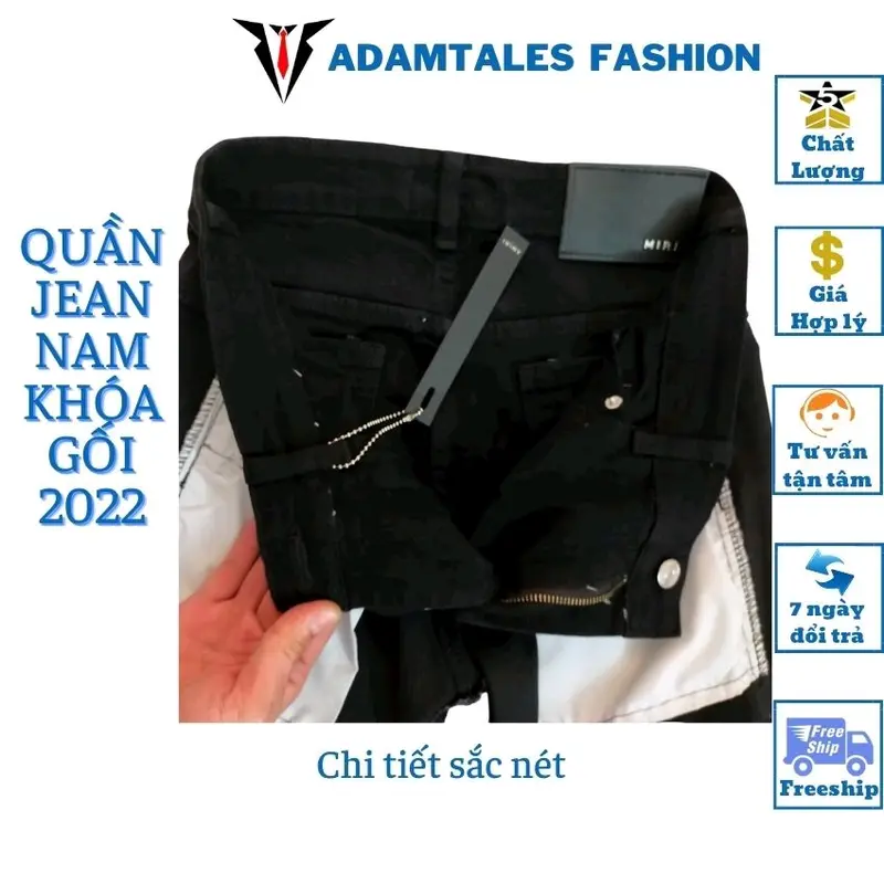 Quần Jean nam skinny rách gối phối khóa màu đen ATF-001 vải co giãn bó gấu phù hợp cho các bạn trẻ học sinh sinh viên phong cách trẻ trung hiện đại 7