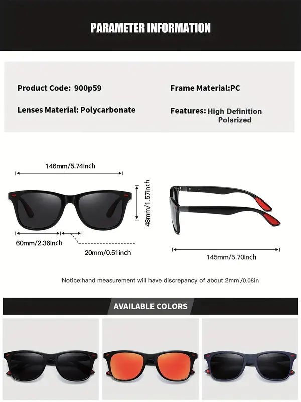 Unisex Polarized Sunglasses for Everyday Use, 1 Pair Square Frame Fashion Sunglasses, Casual Trendy Sunglasses for Outdoor Sports Activities As Gift for Friends 2
