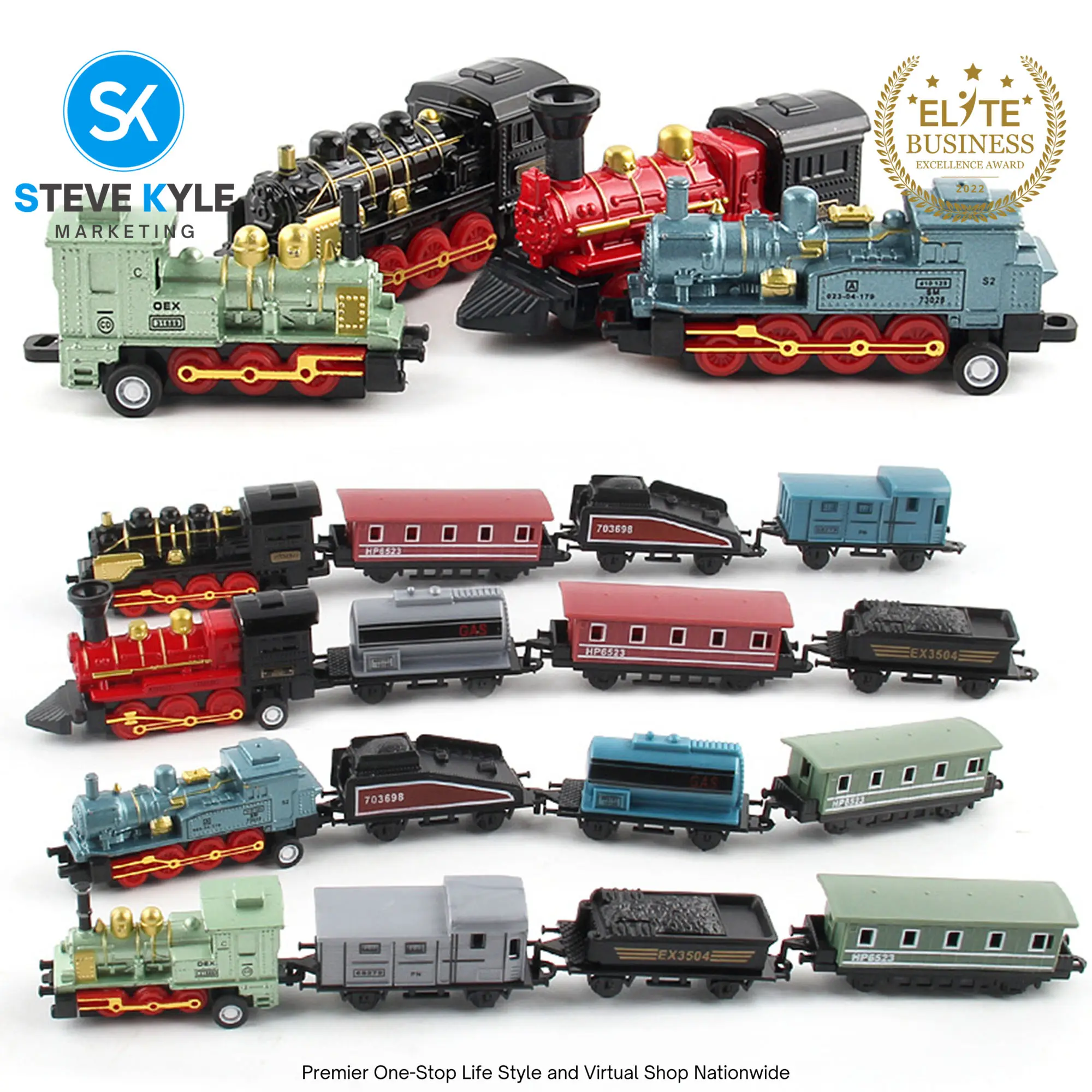 4Pcs Retro Mini Simulated Steam Train Set Pull Back Model Kids Children Toy Gift