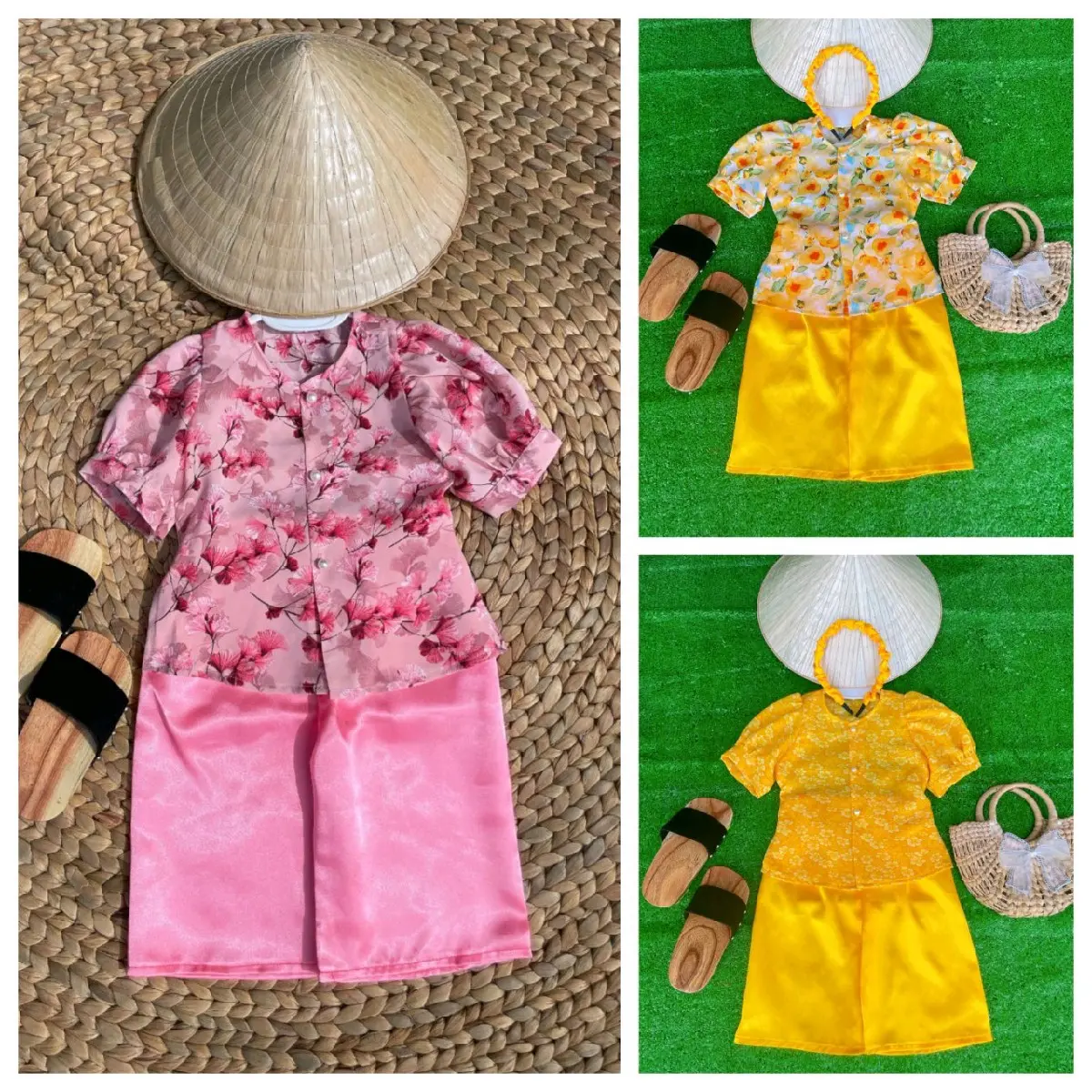 Bà Ba Lụa Tay Phồng Cho Bé Gái sz 6-27kg