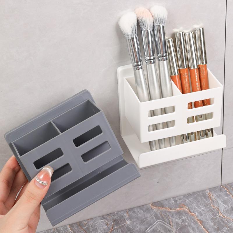 Product Introduction of Wall Mounted No-punching Storage Racks Household Bathroom Sundries Sorting Box Self Adhesive Plastic Kitchen Organizers Supplies 19