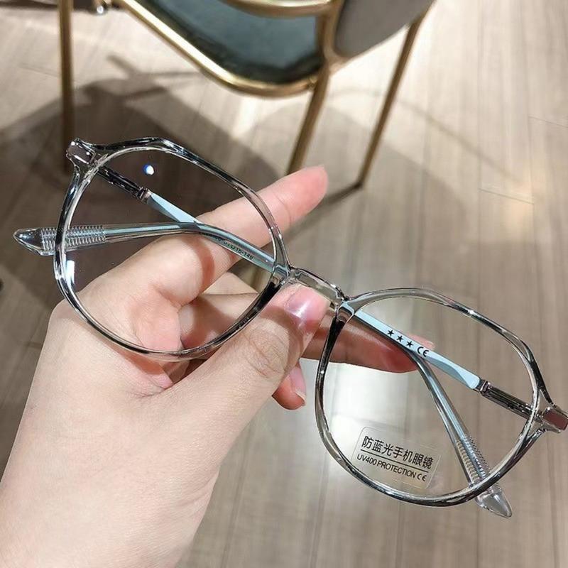 Kính gọng tròn không đều thời trang dành cho phụ nữ, kính chống bức xạ Hàn Quốc, chống Xanh Biển ánh sáng 0