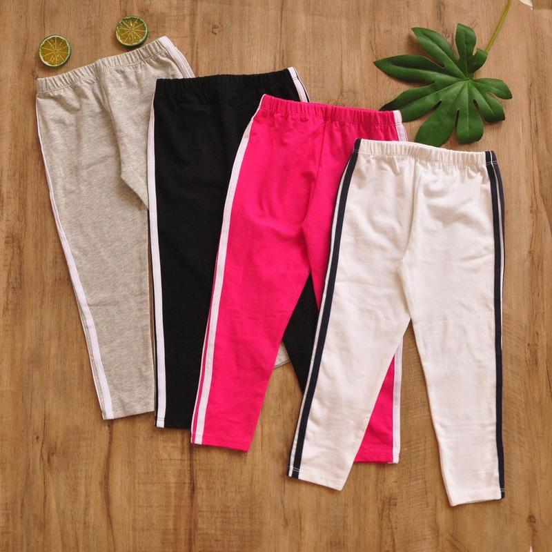 Quần legging chất thun cotton dày dặn co giãn tốt Cạp Cao phối sọc 2 bên cá tính cho bé gái G38