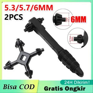 2Pcs Kunci Kepala Bor 4 Way Universal Multifungsi Fit / Drill Chuck Key Kunci Kepala Pembuka Mata Kepala Bor 4 Cabang Kunci Mata Bor Mesin Bor Universal 4 in 1 Kunci Pas Kepala Combo Grip Repair Tool