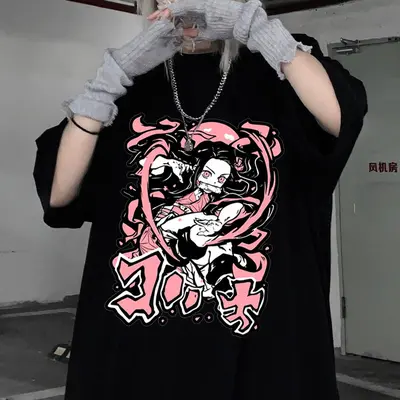 Demon Slayer Japonés Manga Anime Tanjiro Kamado Nezuko Camiseta Gráfica