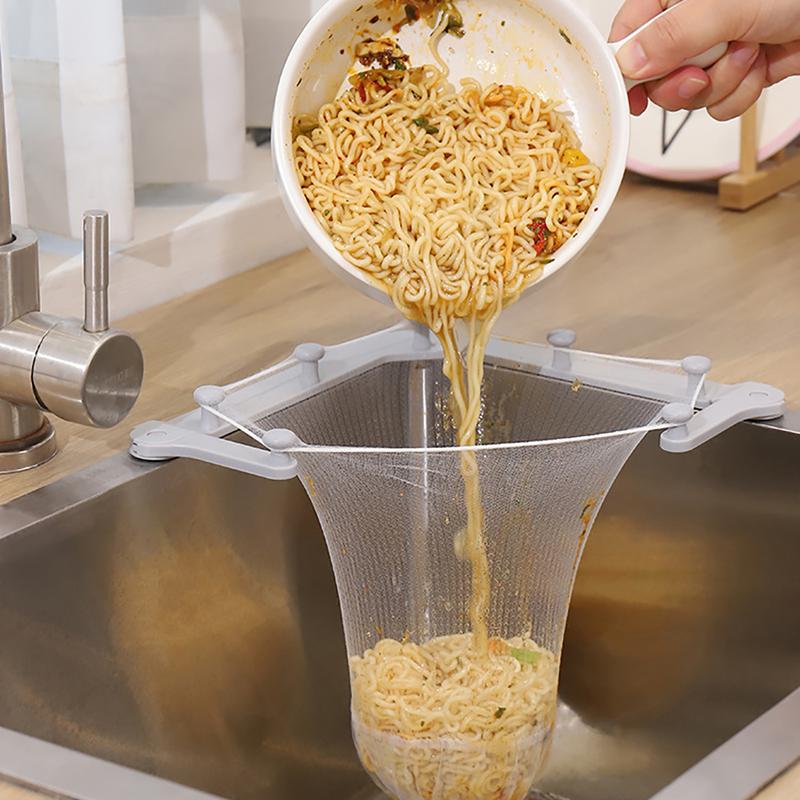 Khay + túi lọc rác bồn rửa nhà bếp LIVING C,  khung tam giác gắn bồn gọn gàng, tiện lợi 5