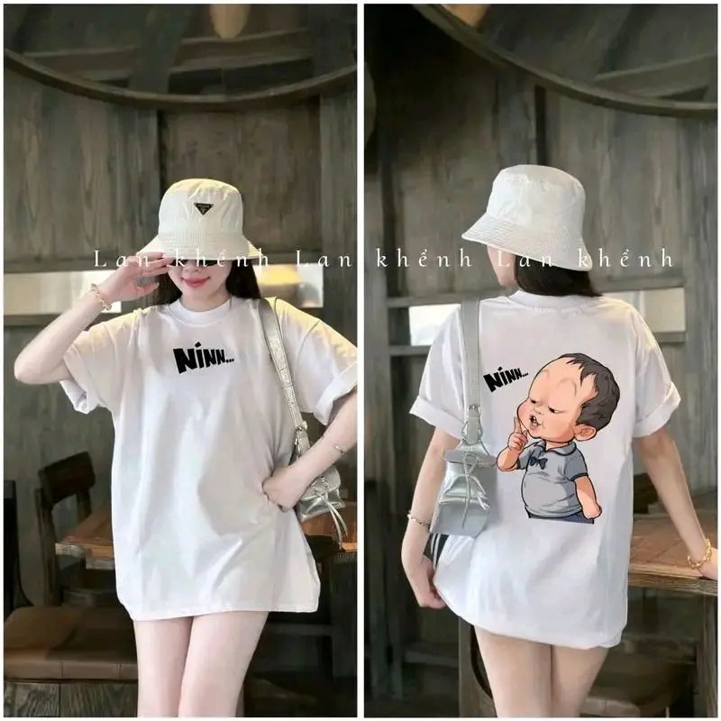Áo phông 3158 mẫu NÍN 2 mặt hình in 5d sắc nét kiểu dáng hiện đại.