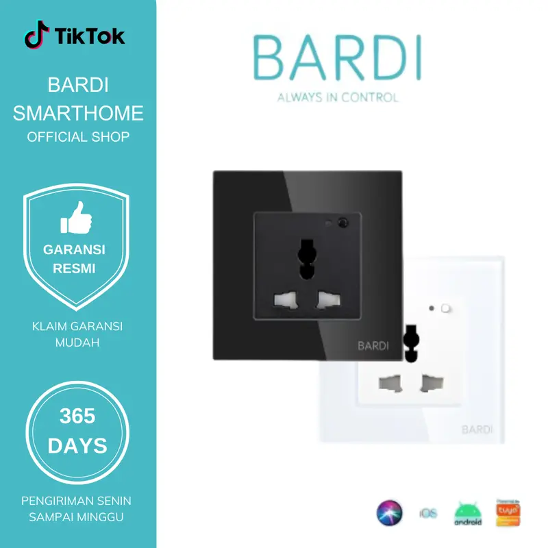 BARDI Smart Wall Socket UNI Max 13A PTH/HTM - Stop Kontak Dinding Pintar Otomatis Wi-Fi Automation 1