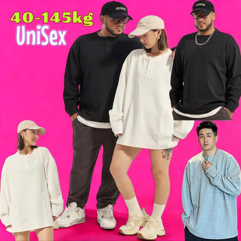   có Bigsize  Áo thun Nam Nữ  DÀI TAY CỔ CÚC  Menswear  chất  thun  Cotton  tổ ong mềm  dạng cổ tròn fullsize :45-135kg   ADTCC  