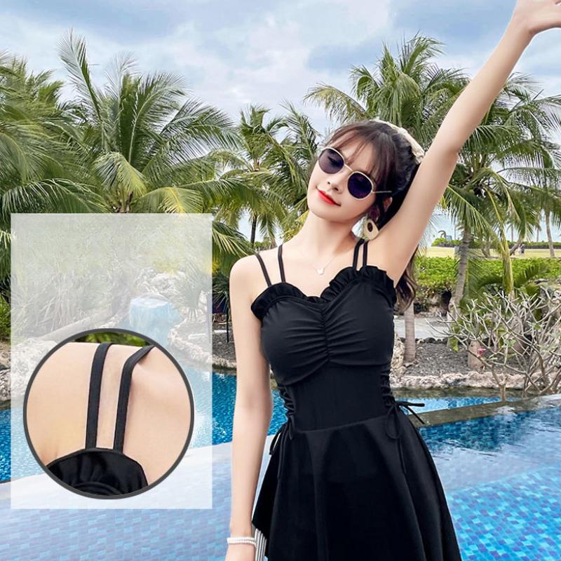 Product Introduction of Beachwear Solid Bikini Elegant One Bathing 2023 Women Swimsuit Swimwear Beach Korean Suit Conservative Piece Style 10