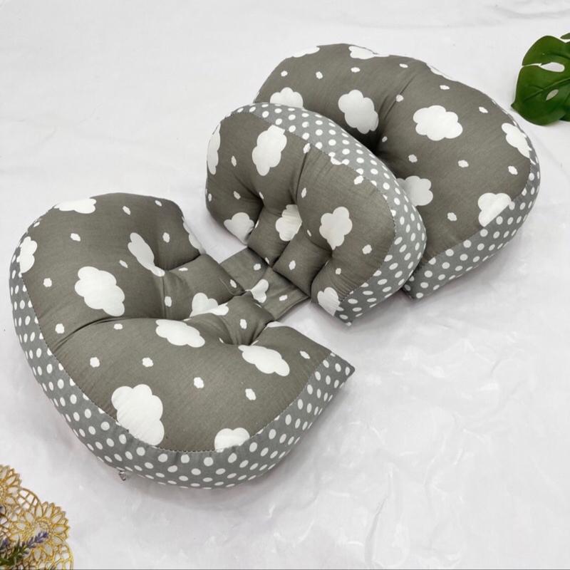 Gối ôm bà bầu cánh tiên ôm giữ bụng bầu,giảm đau lưng,tức bụng,có thể dùng cho cả bé sau sinh vải cotton mền mịn bông gòn 7D tinh khiết có dây điều chỉnh,gối ngủ xô musslin xám đậm Voi