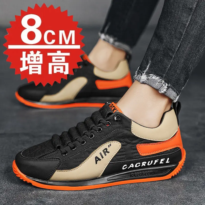 Giày Thang Máy Vô Hình Cho Nam, Đế Tăngều Cao 5 Cm8Cm, Cortez Mỏng, Người Nổi Tiếng Internet, Khối Màu, Thanh Niên, Hợp Thời Trang, Thường Ngày 0