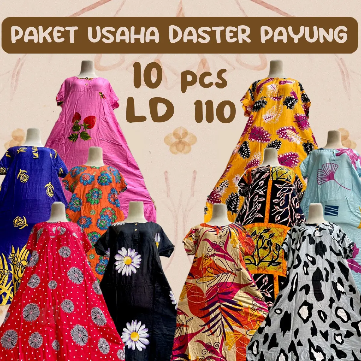 Paket Daster Payung Busui isi 10pcs Wanita Rayon Bumil Motif Nyaman
