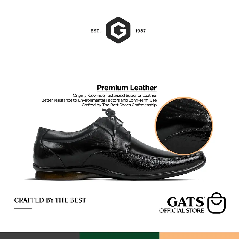 GATS - ZU 0003 - Sepatu Kulit Oxford Hitam Casual Pria 3