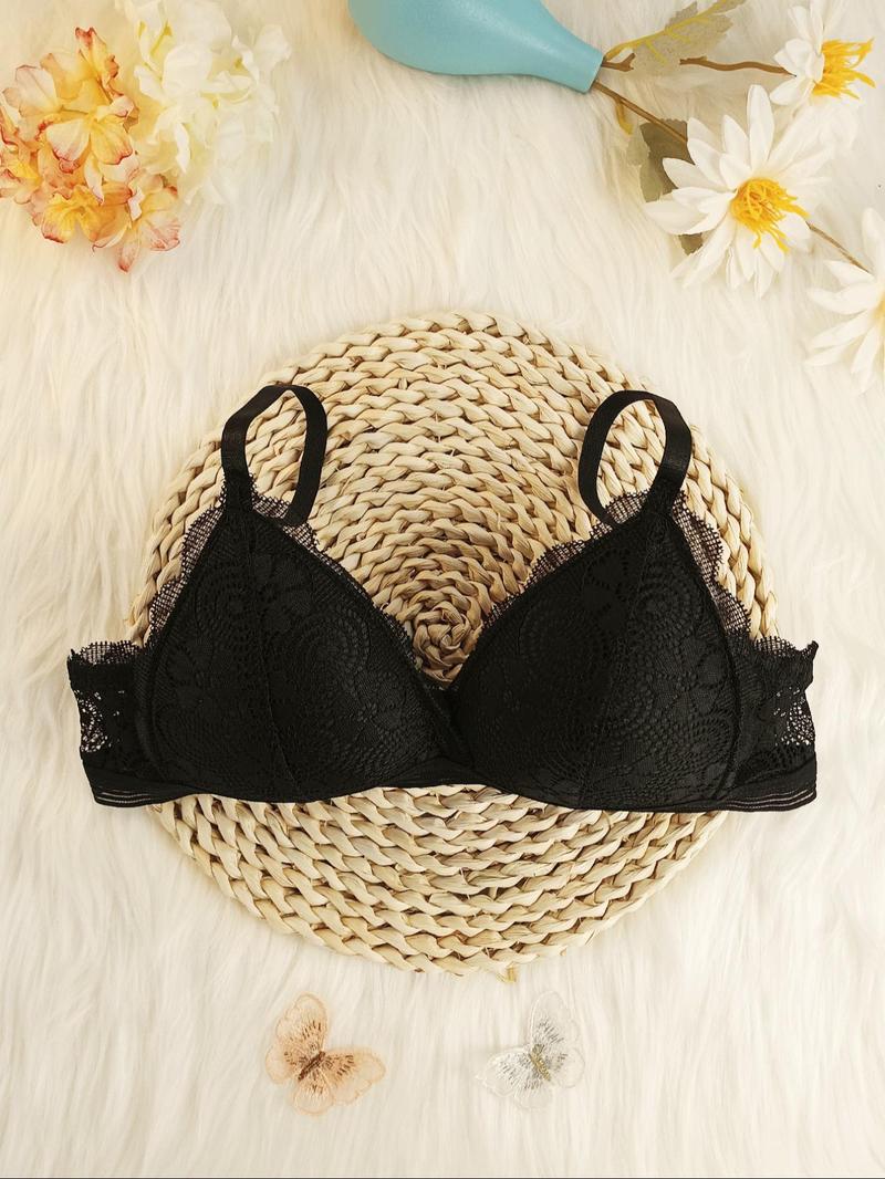 Product Introduction of Women's Contrast Lace Wireless Lingerie, Soft Comfortable Elegant Adjustable Strap Push Up Bra, Adjustable Strap Lingerie for All Seasons 8
