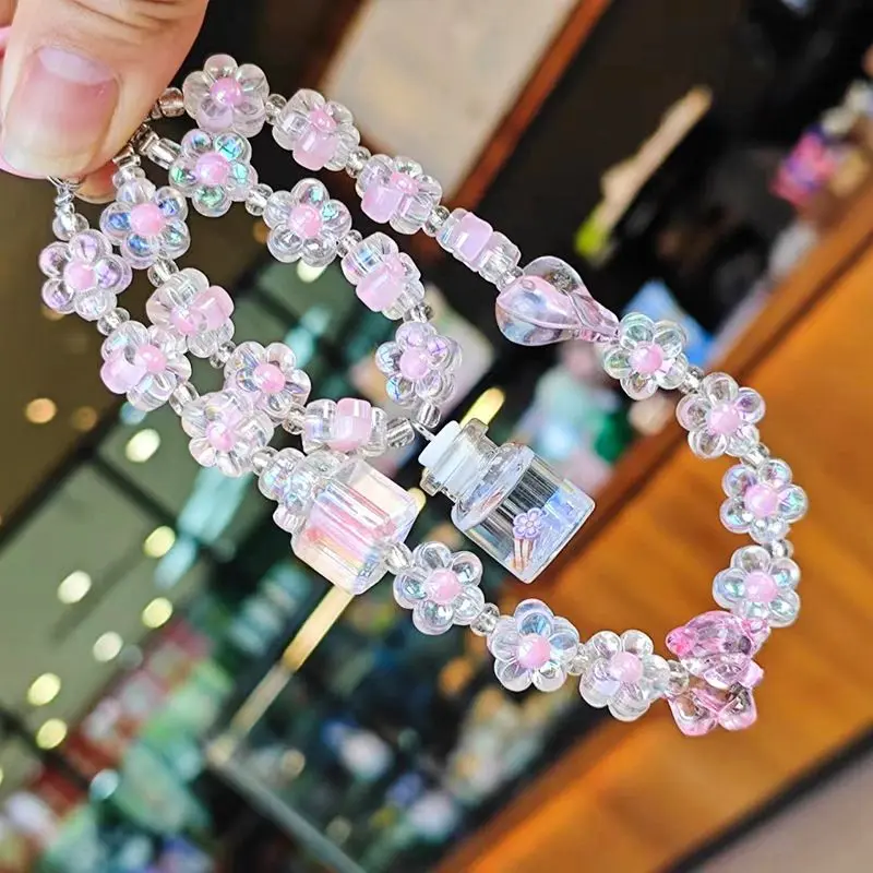 Ốp Điện Thoại Di Động Hạt Charm Hoa Hướng Dương Pha Lê Hai Lớp, Thiết Kế Chai Kim Sa, Thích Hợp Cho Điện Thoại Di Động, Dây Đeo Buộc, Mặt Dây Chuyền Ốp Điện Thoại, Vòng Tay Chống Rơi Hàng Mới Về 1