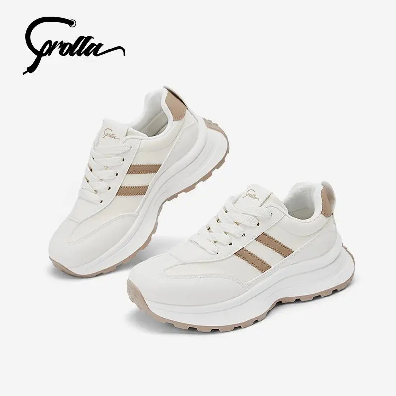 Corolla Giày Thể Thao Sneaker Nữ Phong Cách Hàn Quốc Dế Mềm Dế Cao 4.5CM Chống Trượt Kháng Khuẩn Thoáng Khí Thời Trang Giày Trắng Dồ Hot Trend【Nên mua kích cỡ lớn hơn】