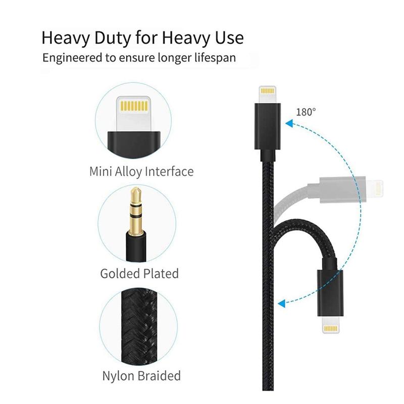 Cáp AUX cho ô tô, Cáp âm thanh cho iPhone, Cáp Aux sang 3,5 mm, Âm thanh cao cấp, Tương thích với iPhone 13 Pro-8 Plus, Âm thanh nổi trên ô tô 1