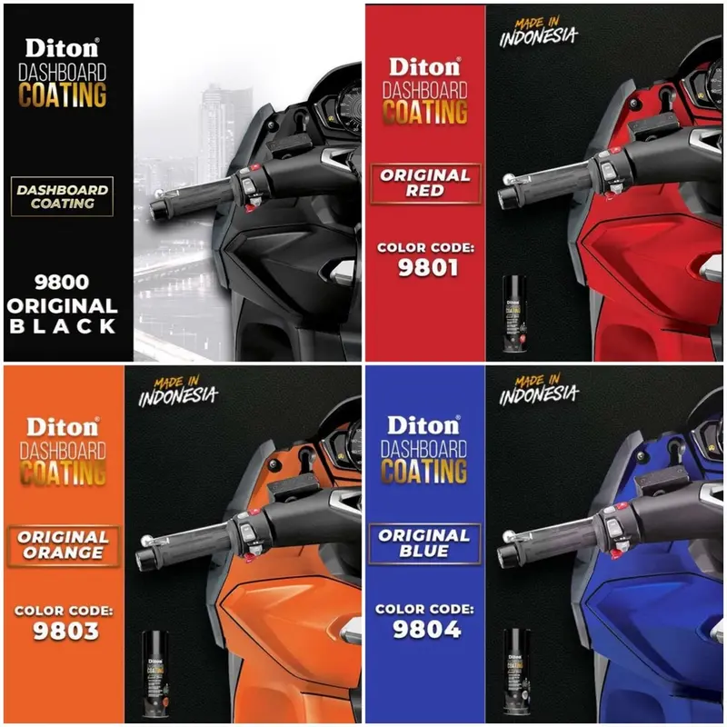 DITON Premium Dashboard Coating Cat Pilox Motor dan Mobil (Original Black Red Yellow Orange Blue Grey Maroon Brown (400cc) 3