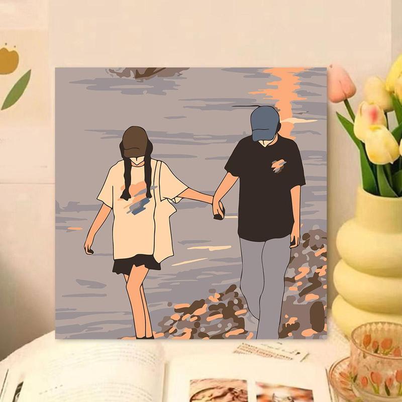 Product Introduction of ภาพวาดสีน้ำมันดิจิตอล, คู่รักตามตัวเลข, 20x20cm, ของขวัญติดผนัง, ภาพศิลปะวาเลนไทน์สีวัน, Z6M5 33