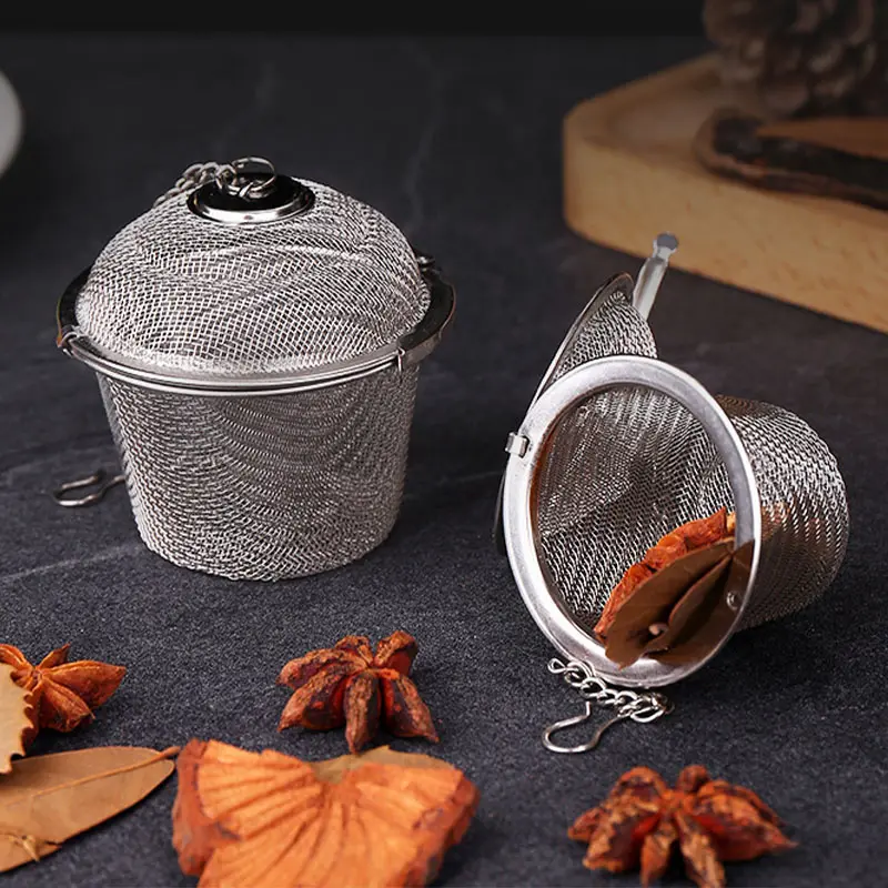 Trà gia vị lọc bền bạc tái sử dụng thép không gỉ lưới ấm trà khóa lọc tiêm gia vị nhà bếp Vận chuyển trong vòng 24 giờ 3