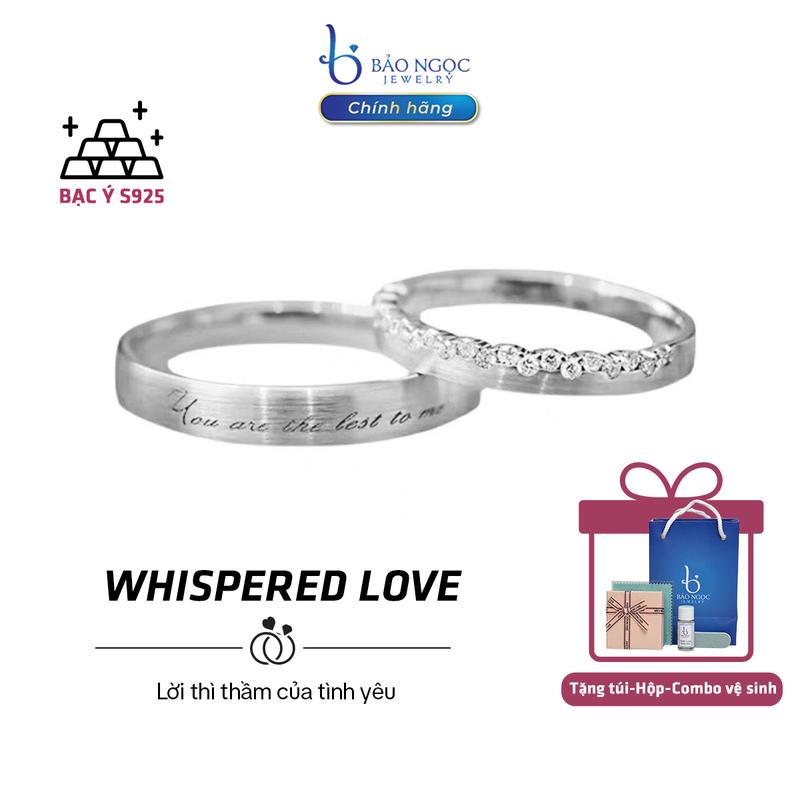Whispered Love (Lời Yêu Thì Thầm) Nhẫn Bạc 925 CặpĐôi Khắc Chữ Lời Yêu Ngọt Ngào Món Quà Tình Yêu Ý Nghĩa -  ND2985 [Bảo Ngọc Jewelry] nhẫn  đẹp