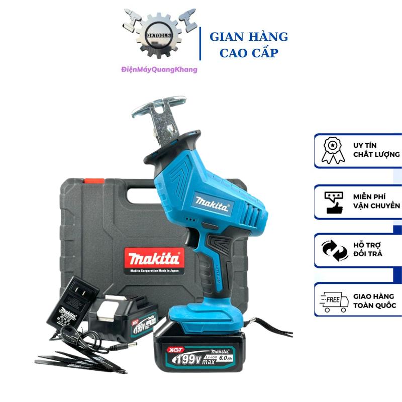 Máy cưa kiếm pin Makita tặng kèm 4 lưỡi sử dụng chân pin phổ thông M21