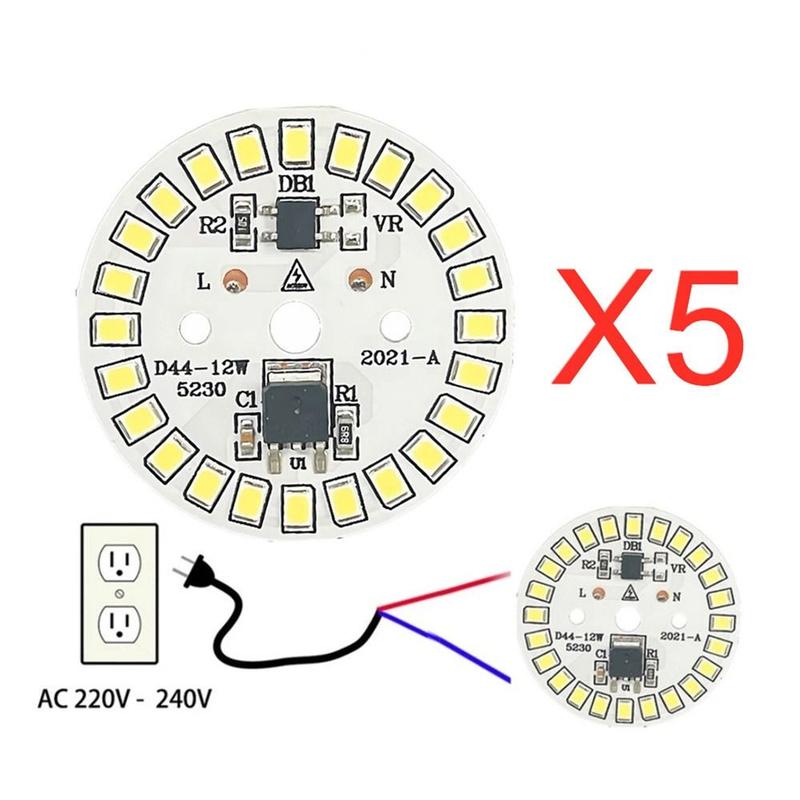 5 cái Trắng ấm PCB tích hợp AC 220V Bảng mạch PCB 3W 5W 7W 9W 12W Trình điều…
