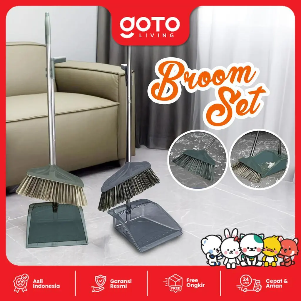 Goto [COD] Kurin Broom Set Kombinasi Sapu Pengki Alat Pembersih Lantai ...