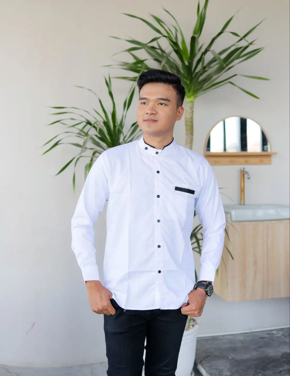 Baju Koko Lengan Panjang Elrumi Varian Warna Simple Motif Kakedo