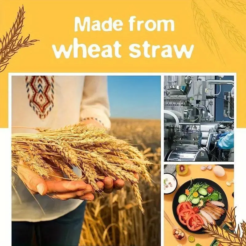 16pcs/set Wheat Straw Dinnerware Set, Including 4pcs Bowl, 4pcs Dinner Plate, 4pcs Cup, 4pcs Dessert Plate For 4 People, Cutlery Set For Home Kitchen Dining Room 1
