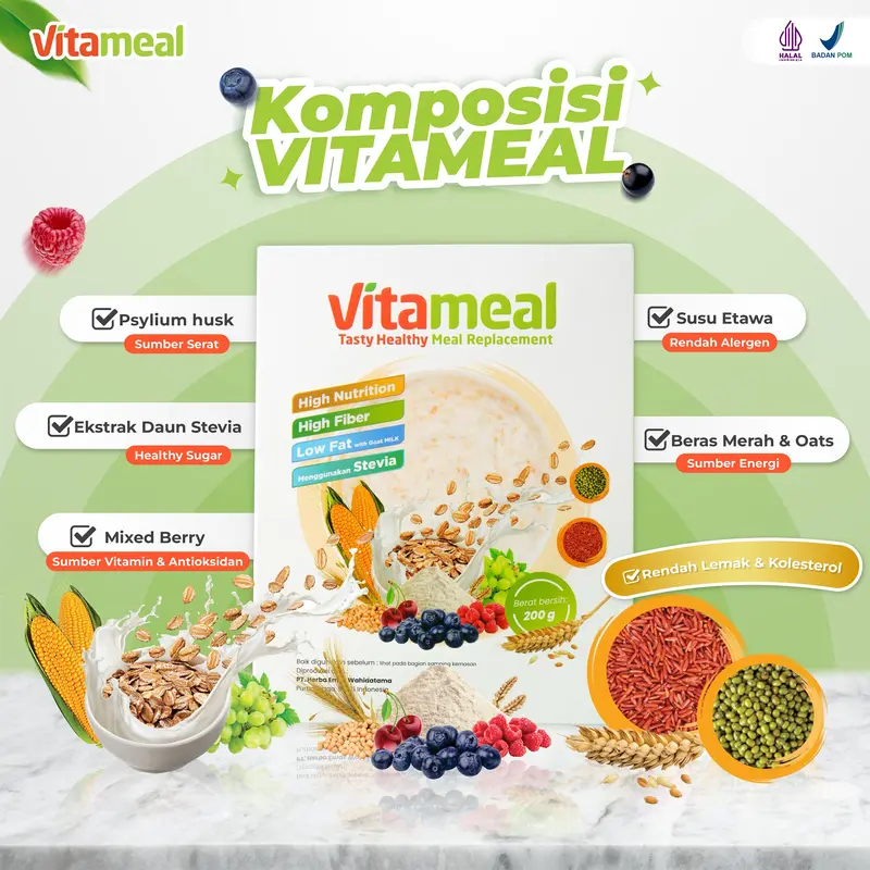 VITAMEAL Sereal Turunkan Gula Darah 200gr Rendah gula Organik 2