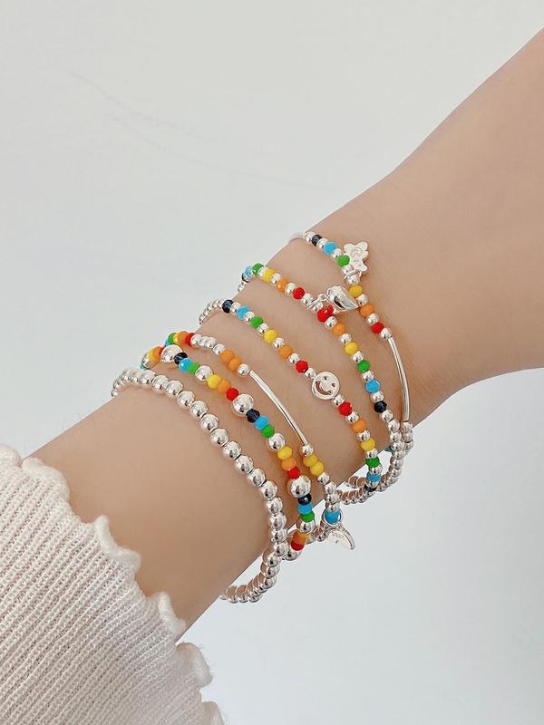 S925 Sterling Silver Cute Bear & Colorful Beads Decor Bracelet, Fashionable Jewelry for Women & Girls, Trendy All-match & Exquisite Jewelry for Birthday Gift 4