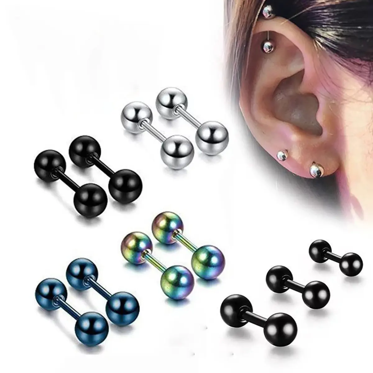 Anting Tindik Barbel Bahan Titanium Stainlees Stell