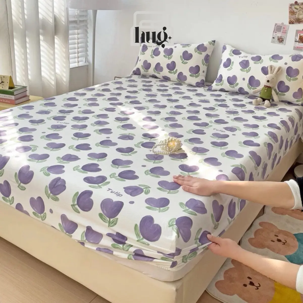 BỘ GA GỐI 4 món COTTON ĐŨI TRƠN mềm mịn, hoạ tiết siêu xinh (đệm dày<10cm)