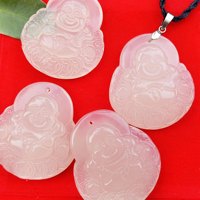 Mặt dây chuyền Phật Di Lặc Mnao Trắng kèm Dây và Móc - LUCKRING 2