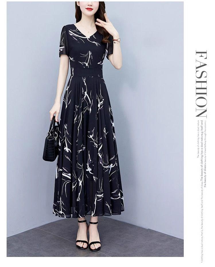 Product Introduction of Váy Cho Mẹ TRUNG NIÊN, Dành Cho Phụ Nữ, Bộ Sưu Tập Xuân Hè, Thiết Kế Hoa Thanh Lịch, Váy ngắn Tay Áo Mỏng, Ngoại Cỡ, Hàng Mới Về, 2024 Women Dress 1