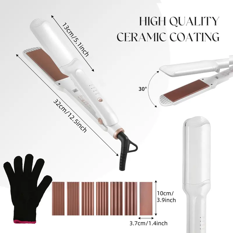 4-Speed Temperature Hair Straightener, 1 Box Multifunctional Hair Straightening Machine with Replacement Plates, Professional Hair Styling Tool for All Hair Types 1