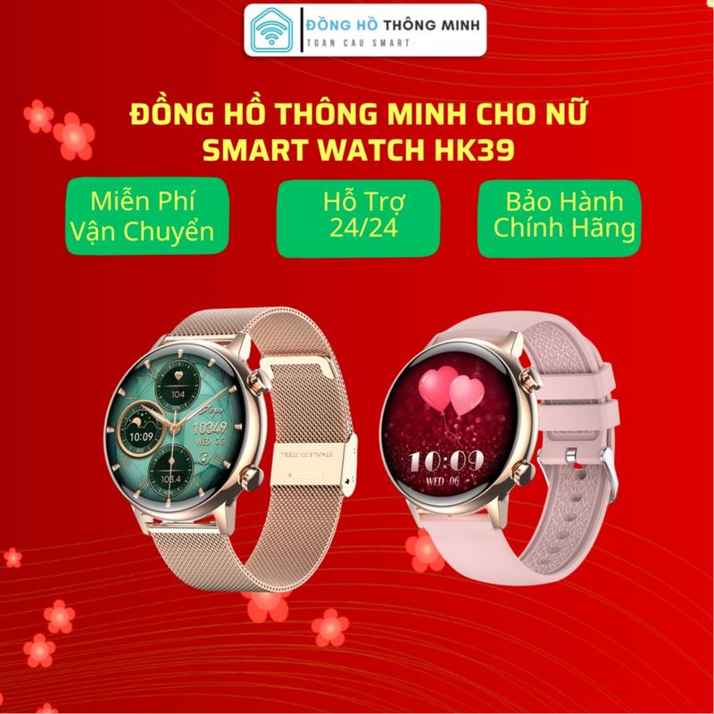 [Tặng 2 dây đeo] Đồng hồ HK39, Size 38 mm, Màn Hình Amoled, Chống nước, Thay đổi Hình Nền Smart Watch Đồng Hồ Thông Minh Bluetooth