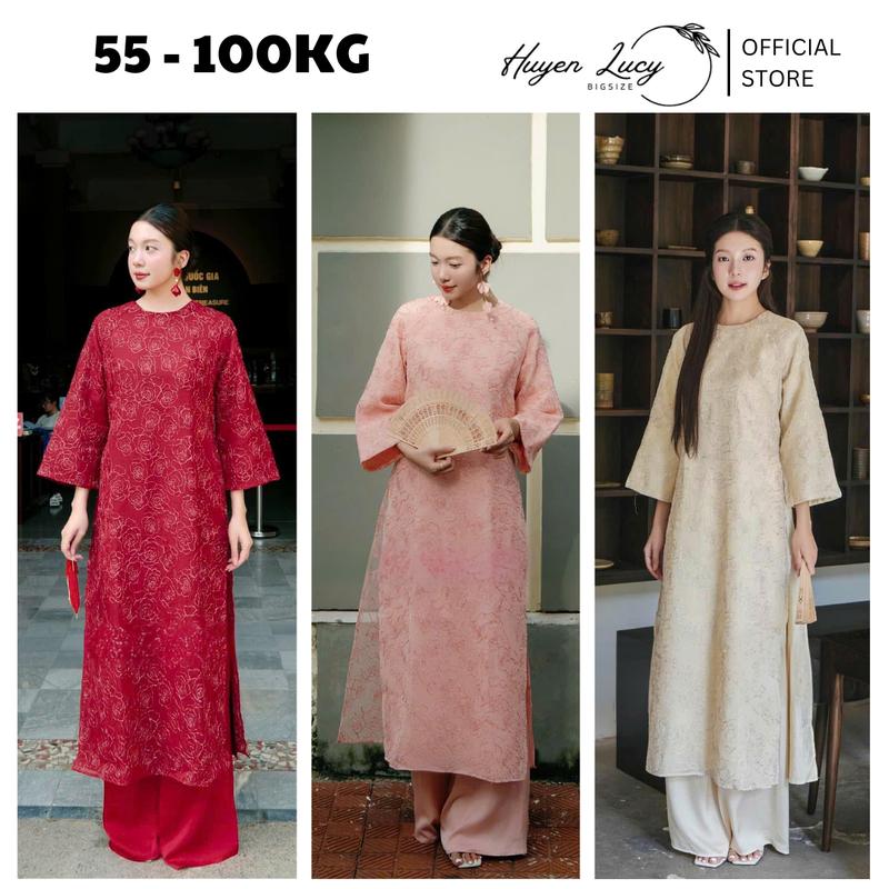  BST TẾT 2026  Set Áo Dài Ngọc Hỷ Bigsize Nữ Áo Hoa Hồng Kim Tuyến Ba Màu Đỏ Hồng Be Quần Trắng Truyền Thống Chụp Ảnh Sống Ảo Lễ Hội Ngày Lễ Mùa Xuân Mùa Hè Mùa Thu 