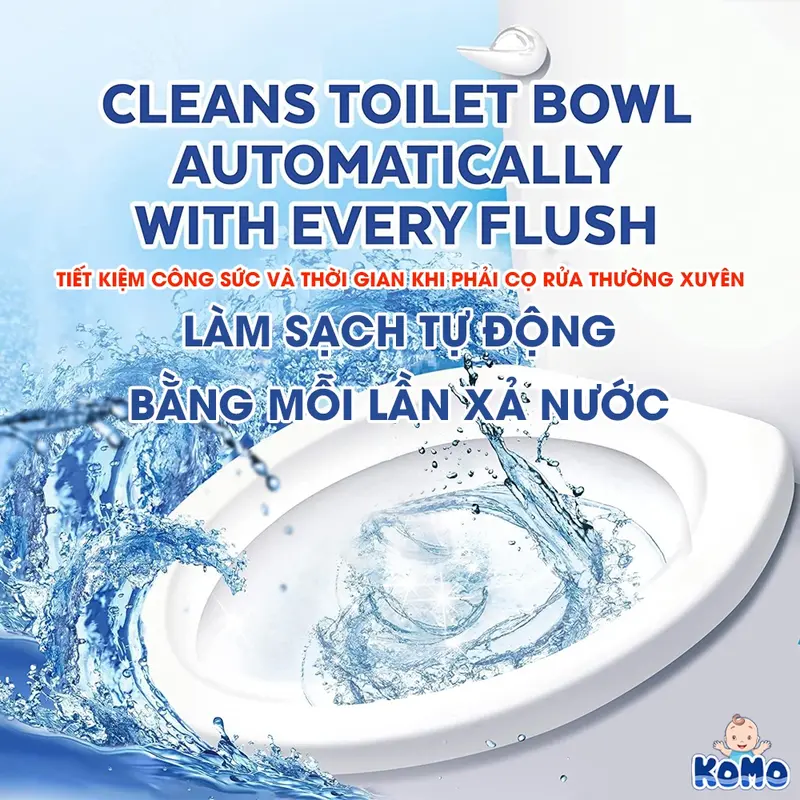 Combo 04 Cốc Thả Bồn Cầu KoMo Sáp Tan Chậm 2400 Lượt Xả Hương Hoa Oải Hương Diệt Khuẩn Làm Sạch KoMo Toilet Cleaner 4