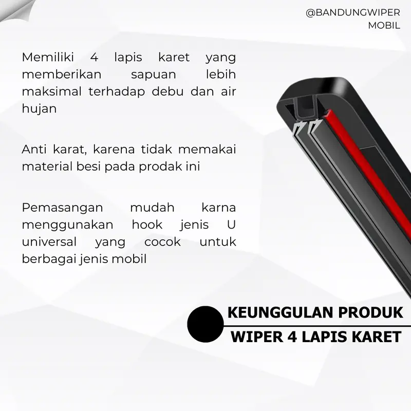 Wiper Mobil Dual Karet Universal 1 Set Kiri dan Kanan Pembersih Kaca Depan 5 BONUS Wiper Dual 4