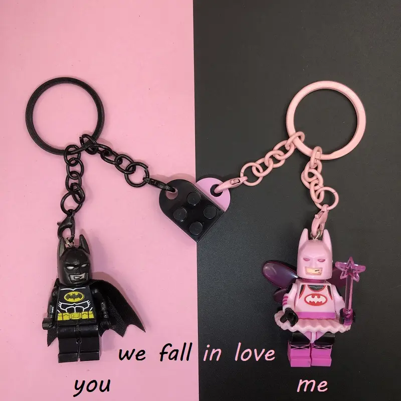 Rantai Kunci Batman, Comel dan Serasi dengan Blok Bangunan, Sesuai untuk Pasangan, Loket Beg galas, Ketibaan Baru