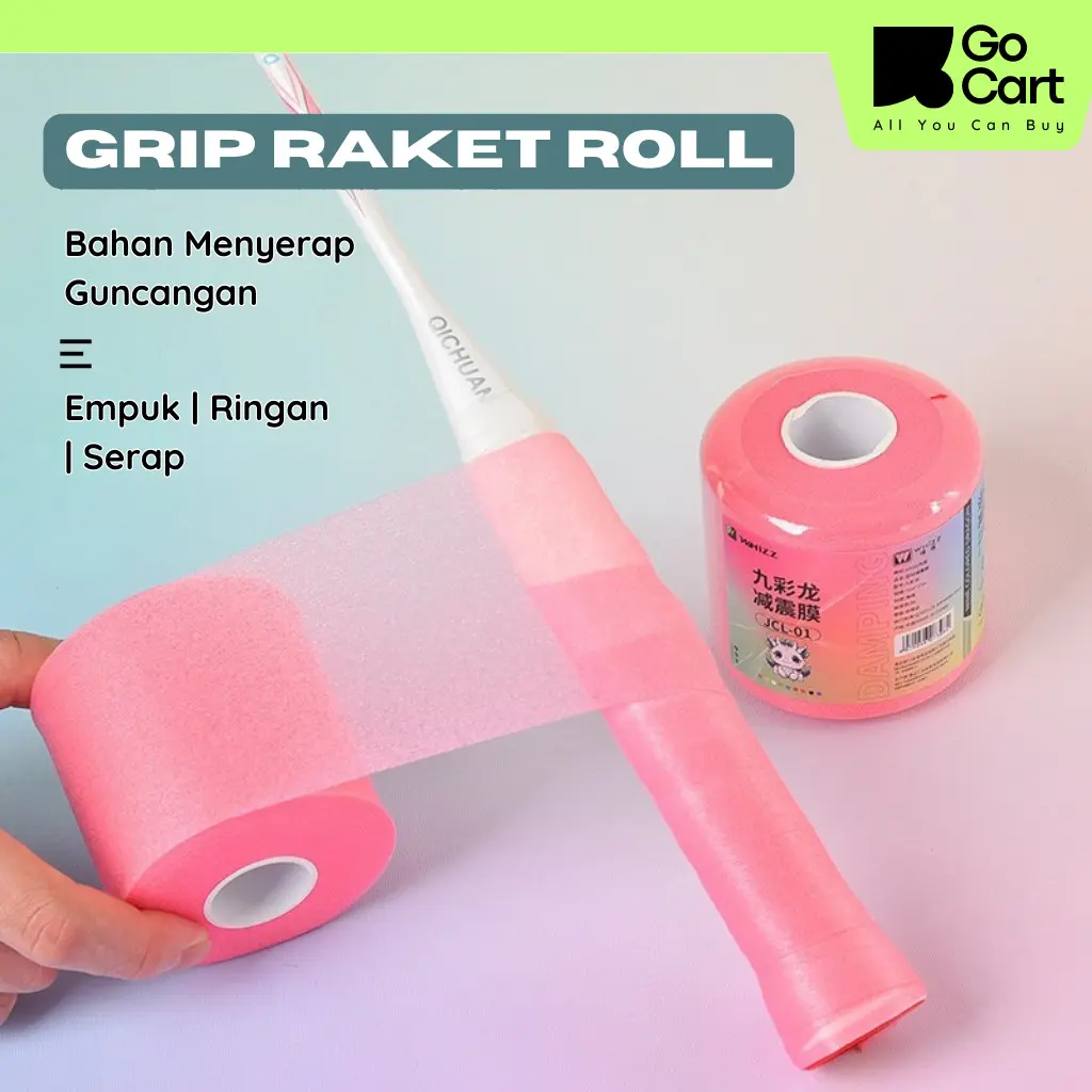 GOCART ID | Roll Grip Busa Raket Badmin Tenis Anti Slip Serat Keringat 3CM X 8METER Empuk Tahan Lama