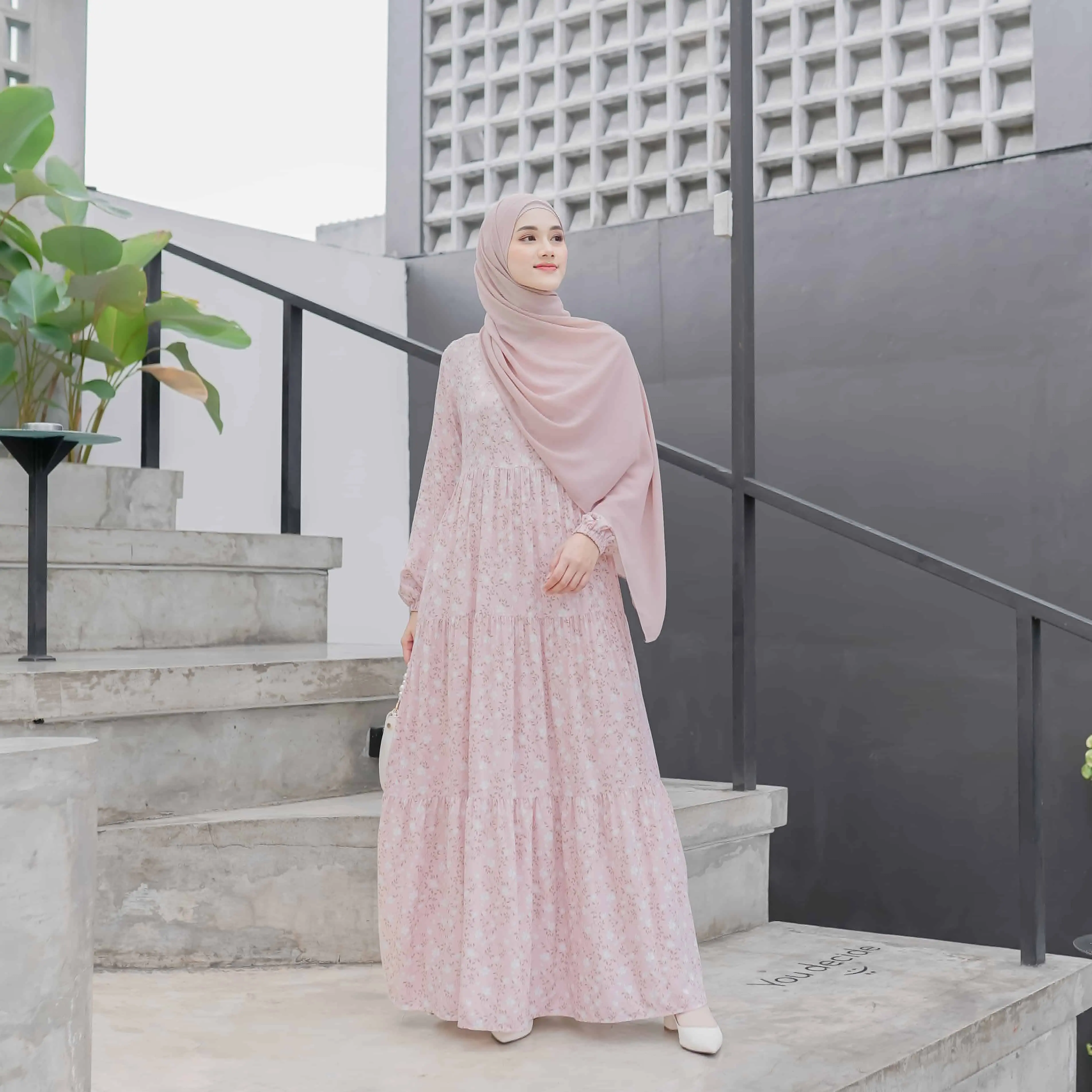 Esha Dress Gamis Bahan Rayon Viscose Busui Size S - XL Karet Muslim