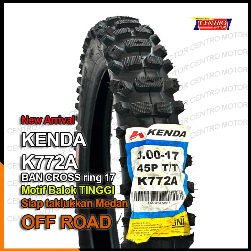 KENDA K772A 300x17.Ban Cross ring 17 cocok untuk medan Off Road.Hutan,Bukit Outdoor