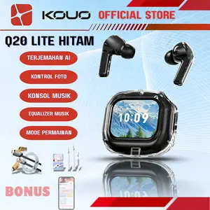 Promosi Hanya Hari Kamis [EXCLUSIVE LIVE]KOUO TWS Q20 LITE AI Earphone Wireless Layar Sentuh Dengan AI Cerdas Terjemahan Bahasa Earbuds Stereo Sorround Sound Bluetooth 6.0 Type-C 30mAh 500mAh IPX3 Waterproof Semua Perangkat Android Apple