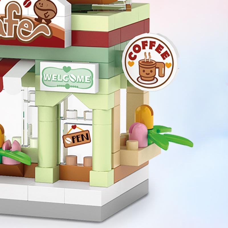 120pcs Coffee Shop Design Micro Building Block Kit, Miniature Cafe Model, Building Toy For Kids, Christmas Gift 6